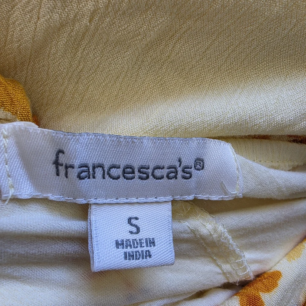 Francesca’s Yellow Floral Cutout Midi Dress S Boho Cottagecore Summer Sundress - Picture 7 of 8